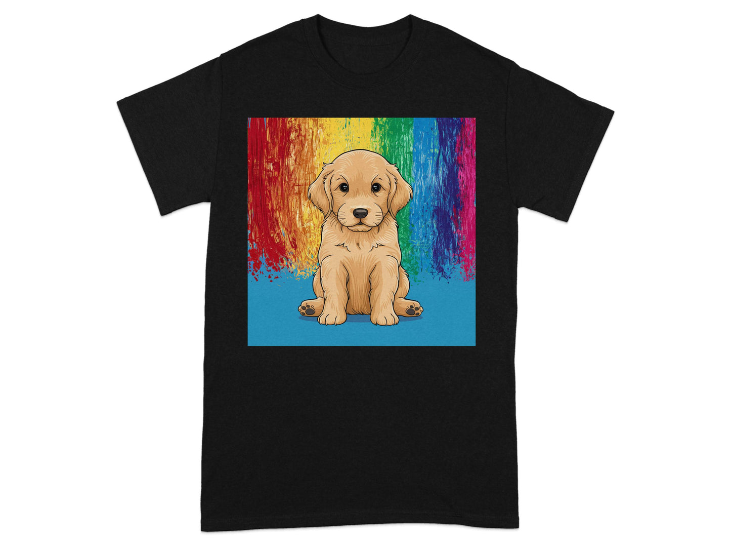 Colorful Rainbow Puppy Print on Casual T-Shirt product