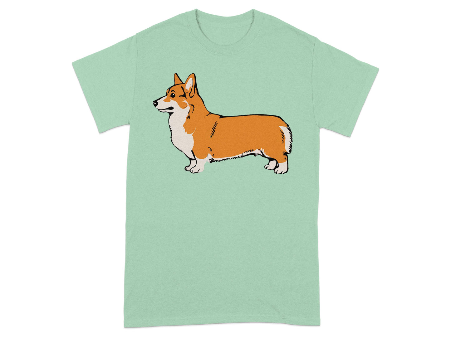 Welsh Corgi Drawing Green Graphic T-Shirt product