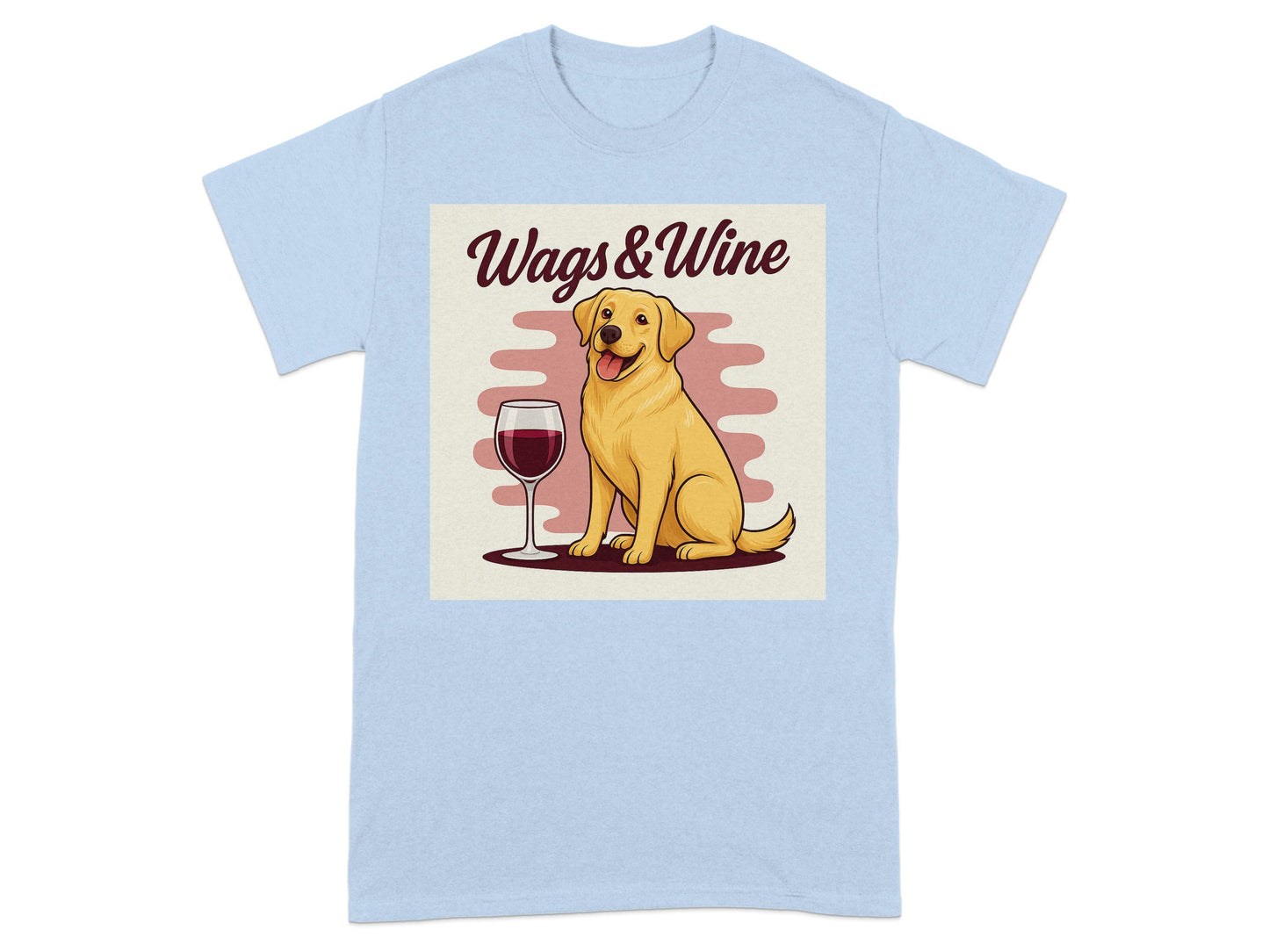 Wags and Wine Graphic Design Light Blue T-Shirt product