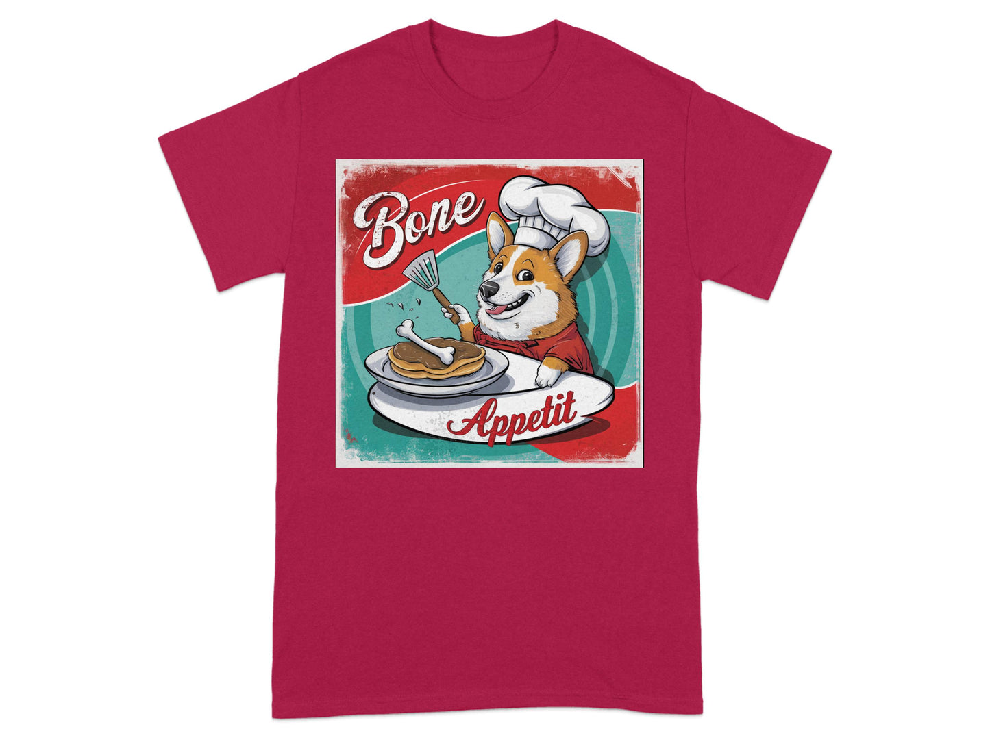 Bone Appetit Corgi Chef Graphic Red Tee product