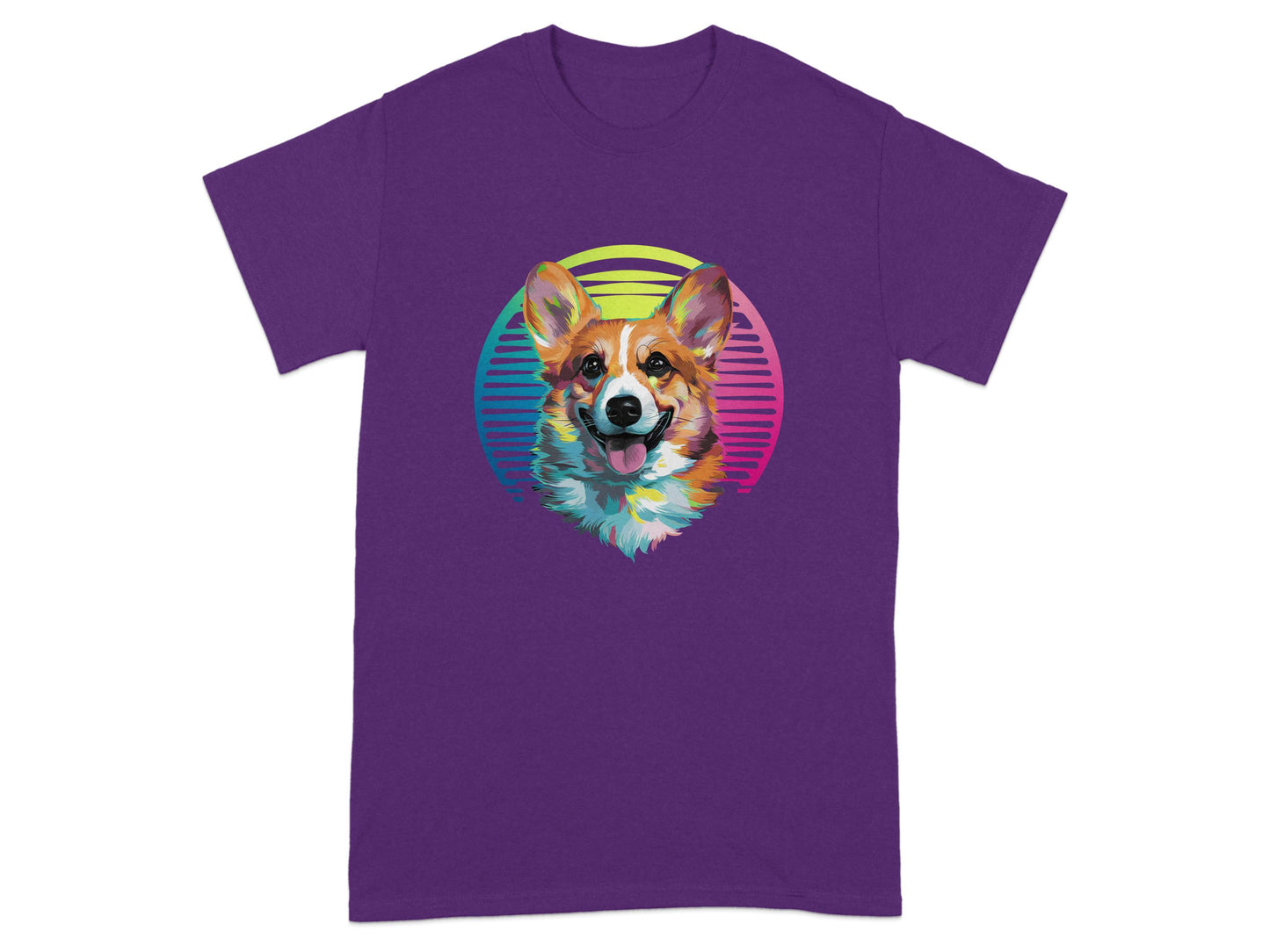 Vibrant Corgi Illustration on Purple T-Shirt product