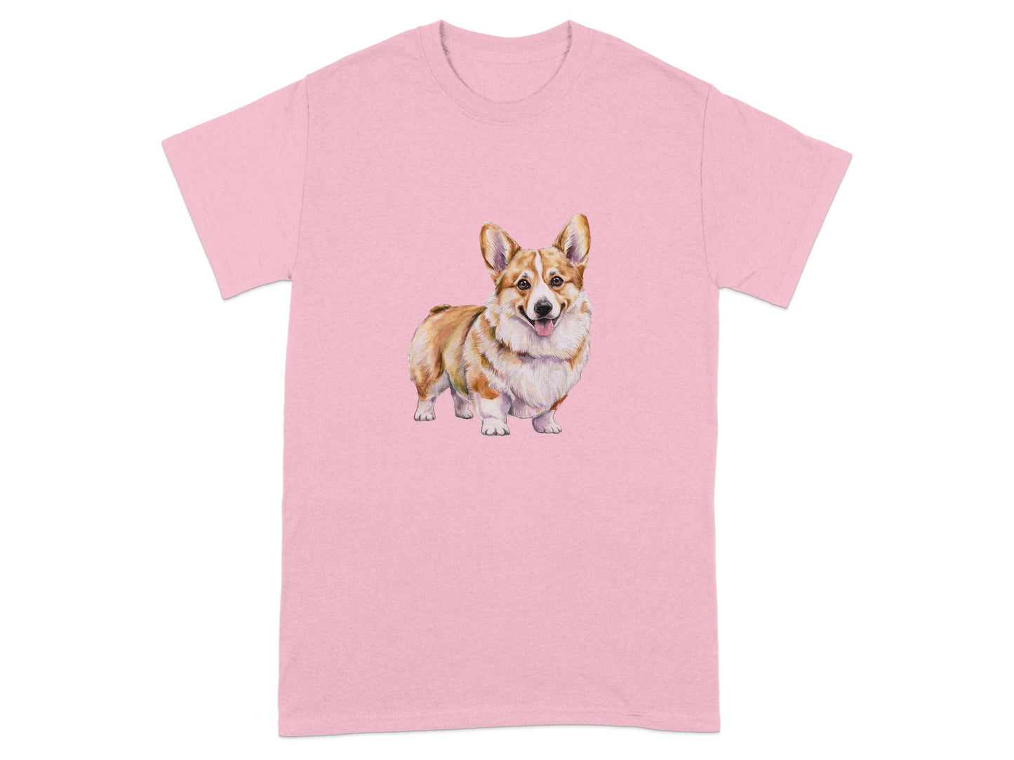 Cute Cartoon Corgi Illustration on Pink T-shirt product type