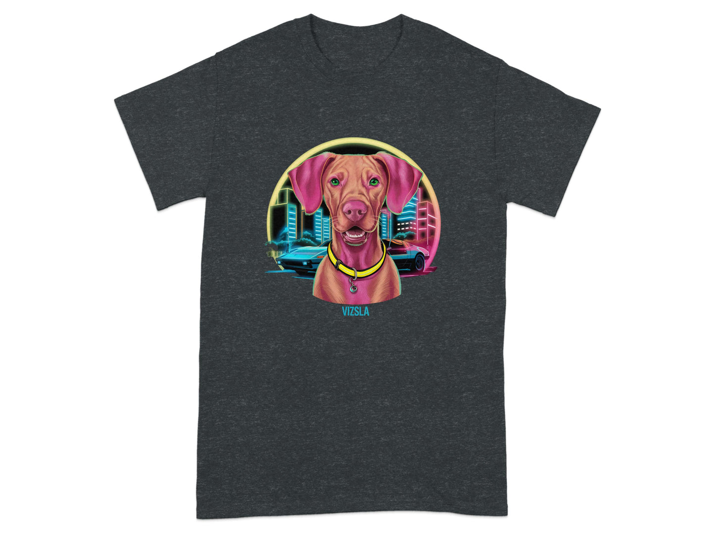 Neon Cityscape Vizsla Dog Graphic T-Shirt product