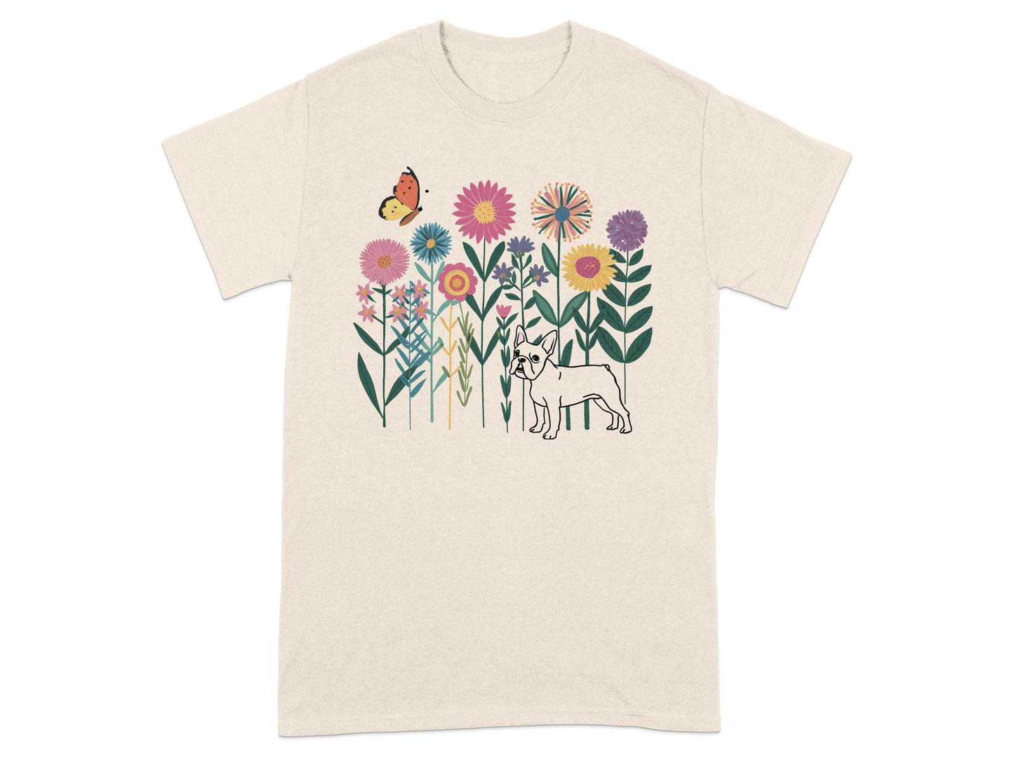 French Bulldog Flowers Butterfly T-shirt product