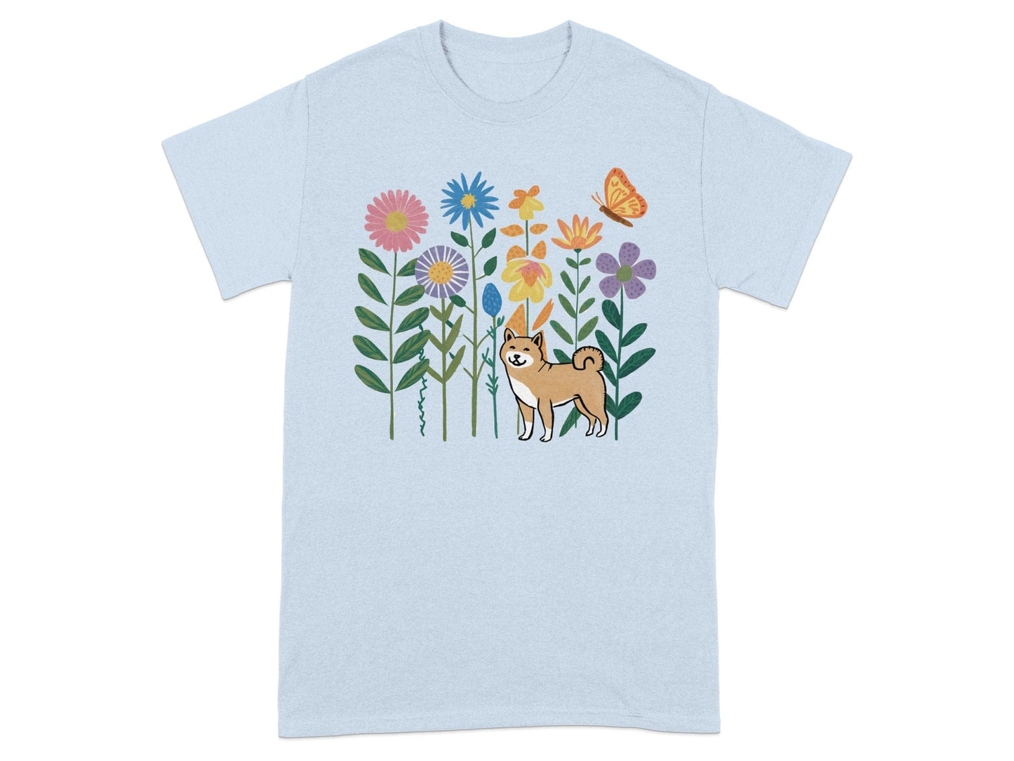 Cute Dog and Colorful Flowers Design T-shirt product type