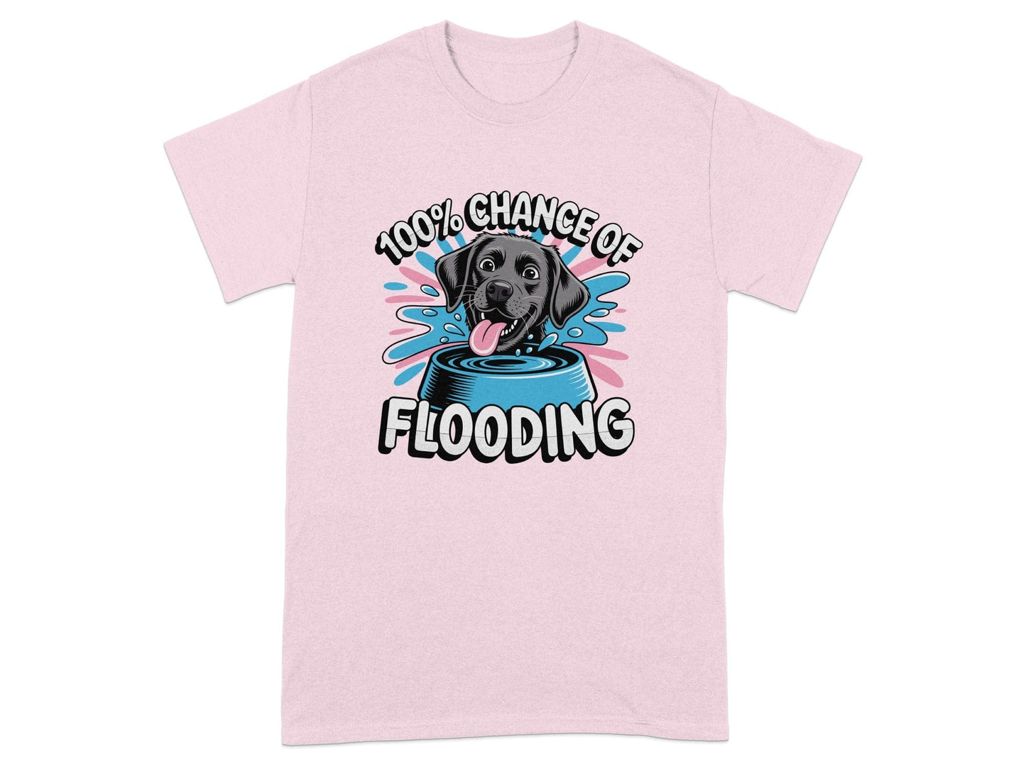 100% Chance of Flooding Funny Black Dog Shirt product