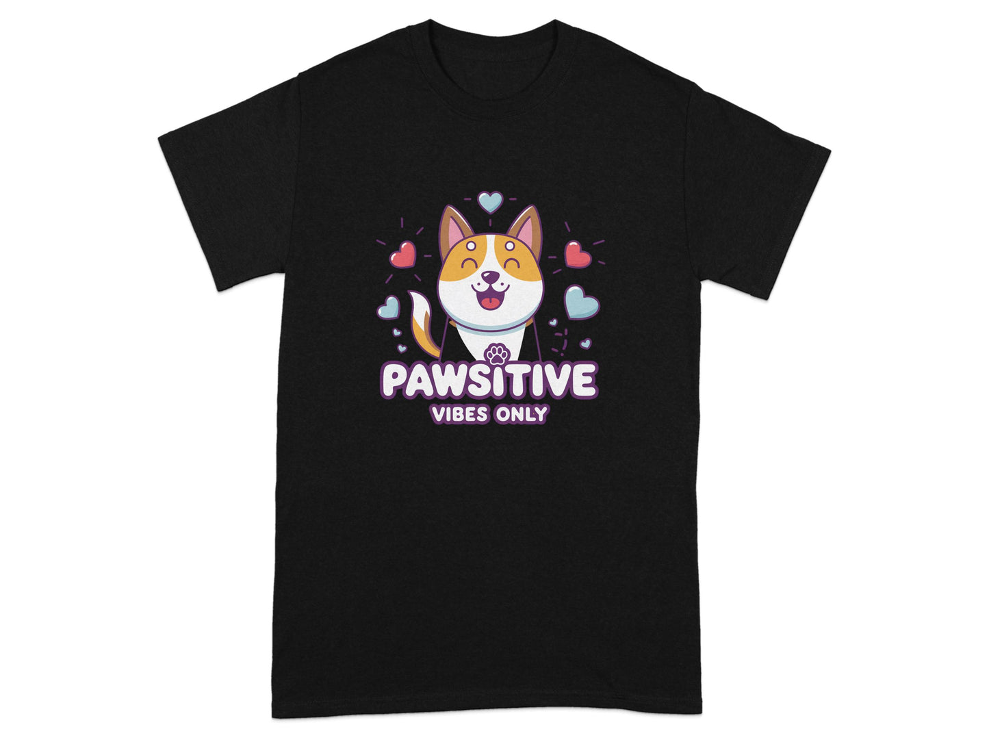 Pawsitive Vibes Only Colorful Printed T-Shirt product type