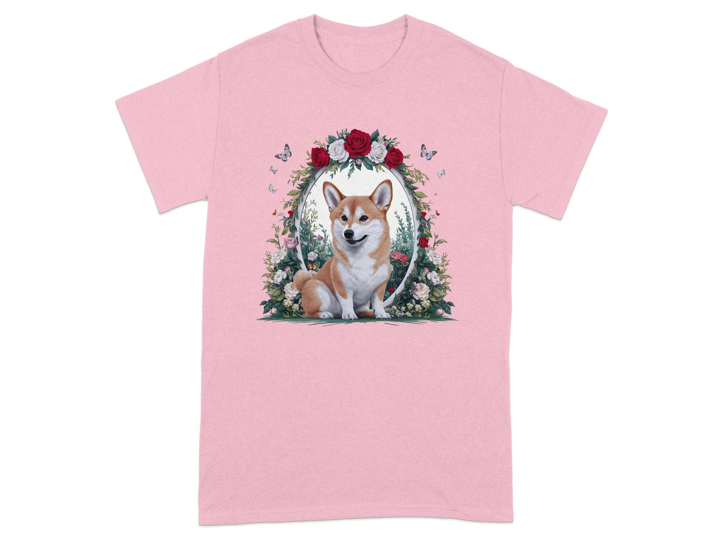 Adorable Corgi with Roses Graphic Tee Shirt product type