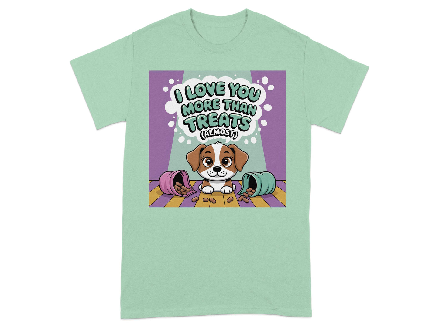 I Love You More Than Treats Cartoon Dog Graphic Tee product