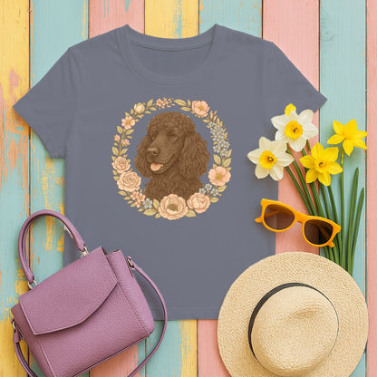 Floral Wreath Spaniel Graphic Tee for Casual Product