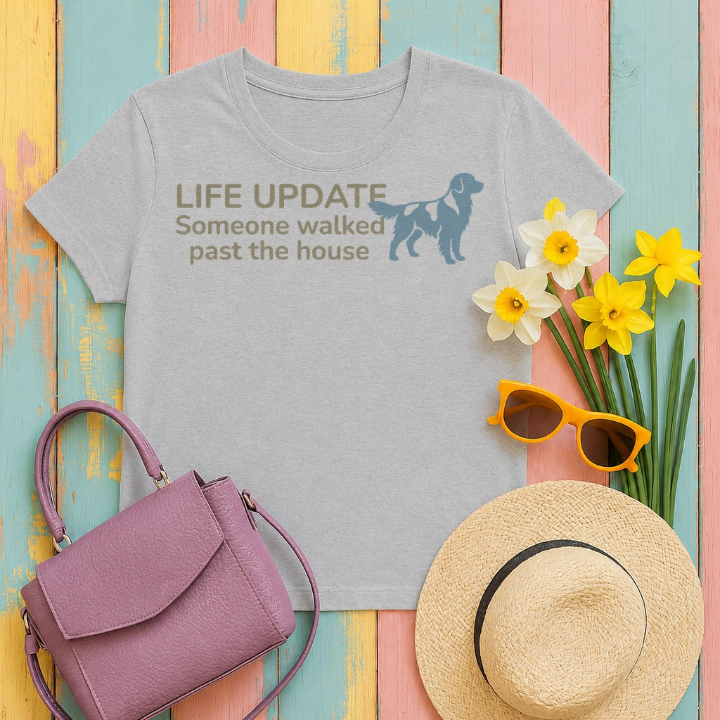 Dramatic Life Update Golden Retriever T-Shirt in Sport Grey