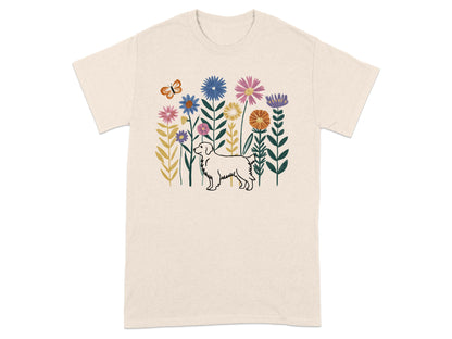 Colorful Floral Design with Dog Graphic T-Shirt product type