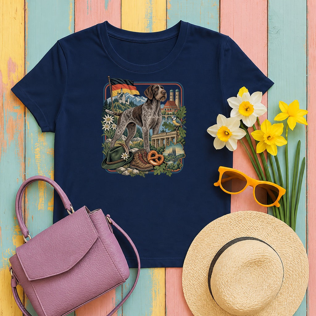 German Wirehaired Pointer Germany Heritage tee, Navy
