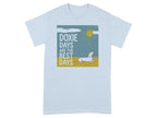 Light blue t-shirt with dachshund and sun graphic, text "Doxie Days Are The Best Days".
