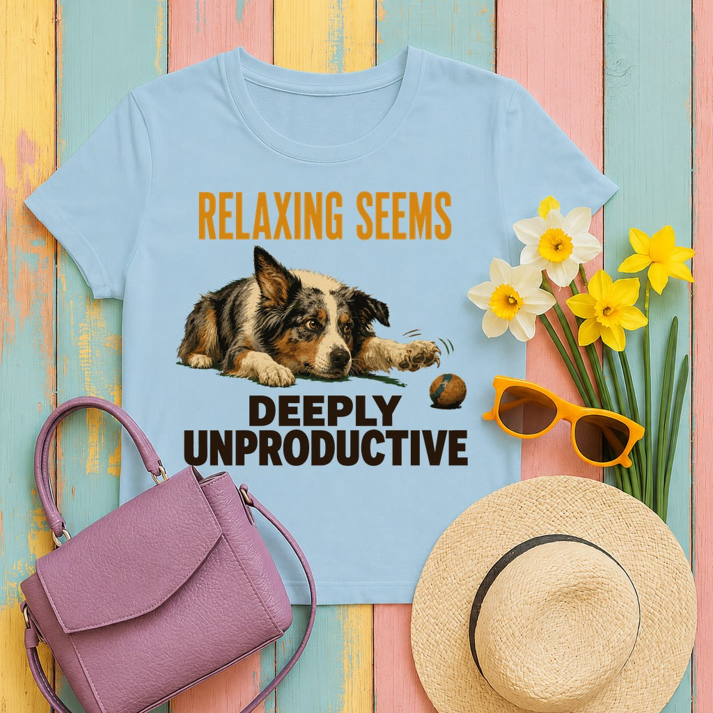 Relaxing Seems Unproductive Aussie T-Shirt in Light Blue