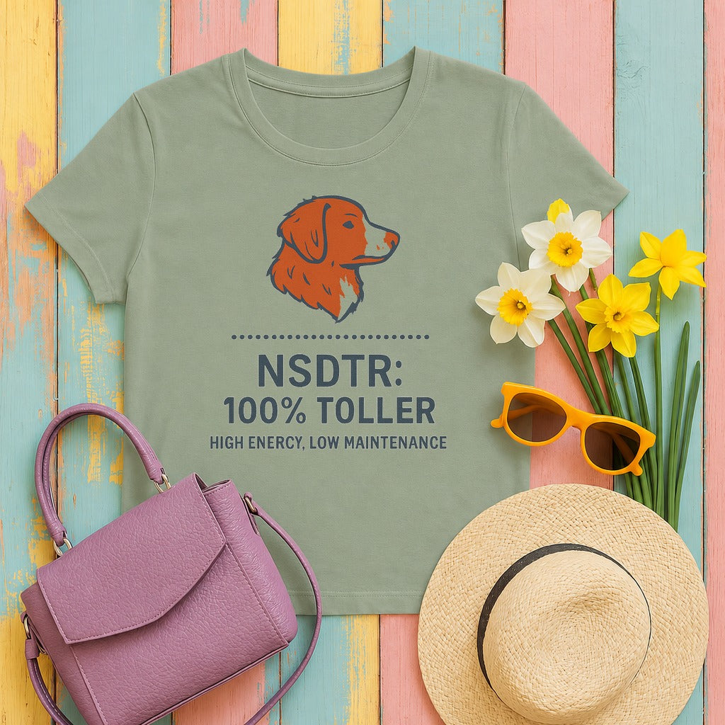 Nova Scotia Duck Tolling Retriever NSDTR Spec Label T-shirt in Sage