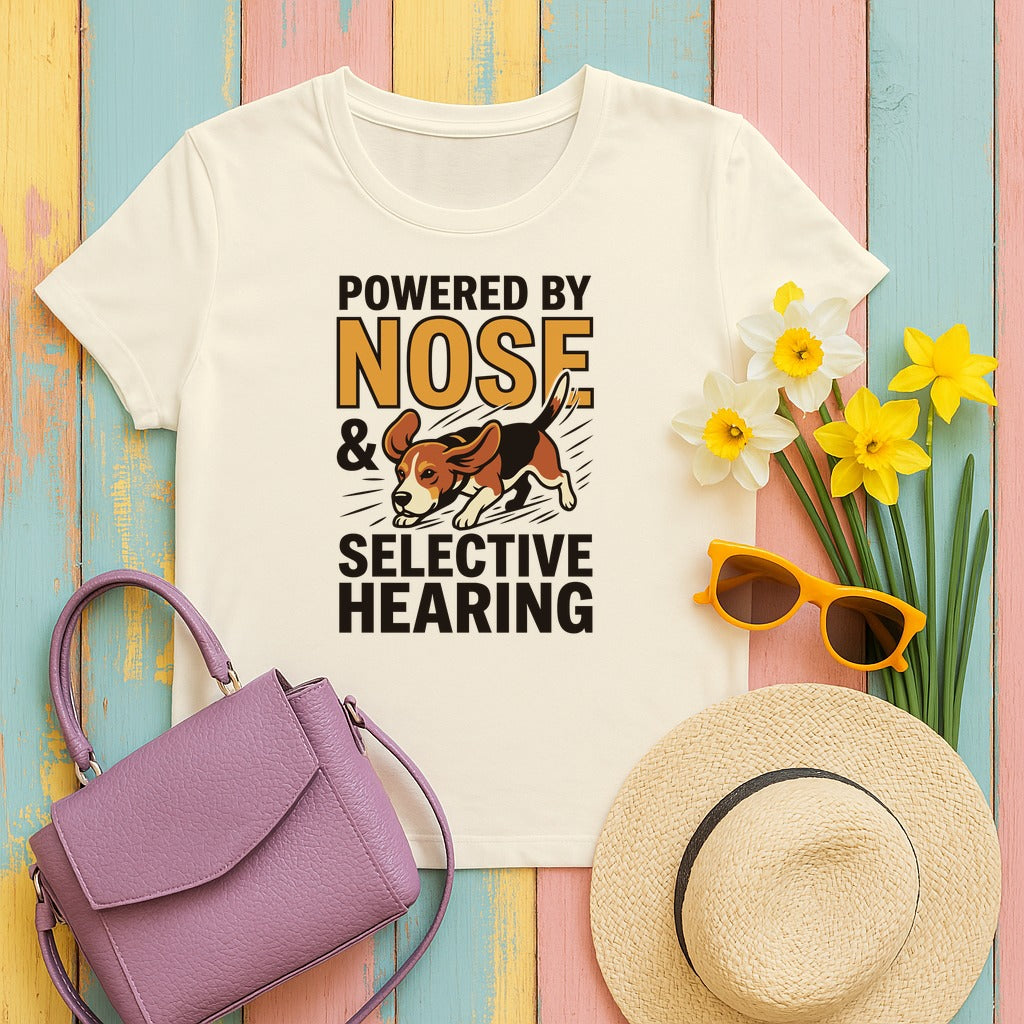 Powered By Nose & Selective Hearing Beagle T-Shirt in Natural