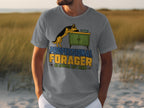 Grey t-shirt with "PROFESSIONAL FORAGER NO COUNTER LEFT BEHIND" text and dog graphic.