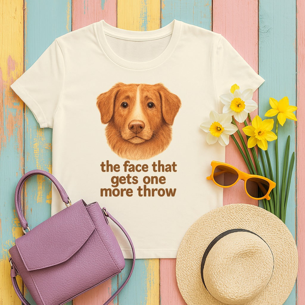 Nova Scotia Duck Tolling Retriever One More Throw Face T-shirt in Natural