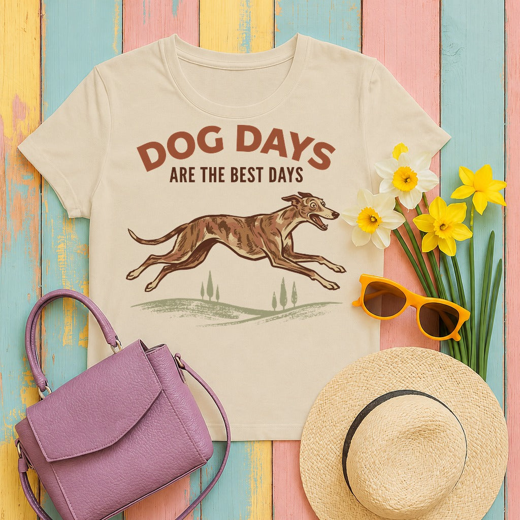 migbackfill whimsical-greyhound-dog-days-t-shirt tee flat lay hero v8