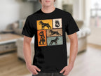 Black t-shirt with vintage distressed graphics of schnauzers in various poses.