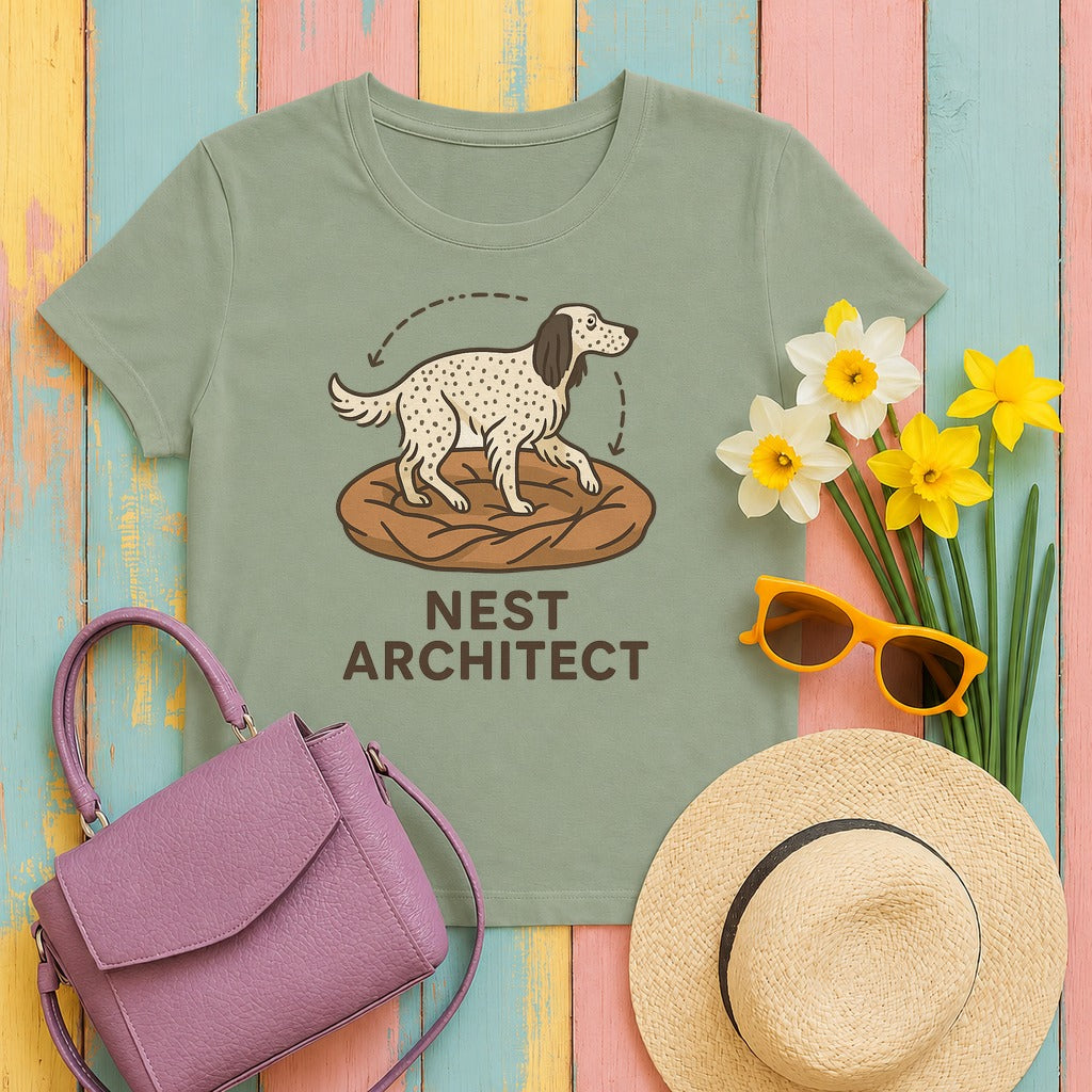 English Setter Nest Architect Tee in Sage