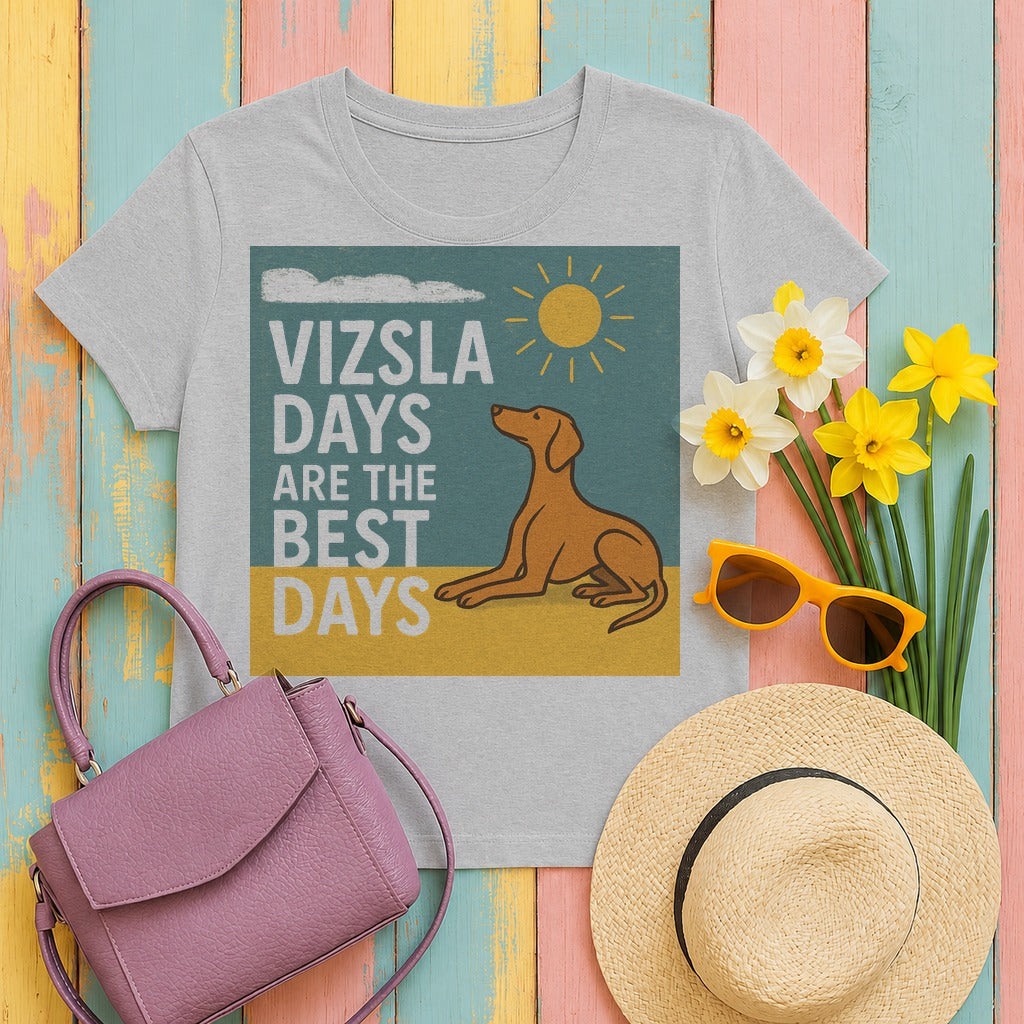 Vizsla Days Best Days Retro Graphic T-shirt in Sport Grey