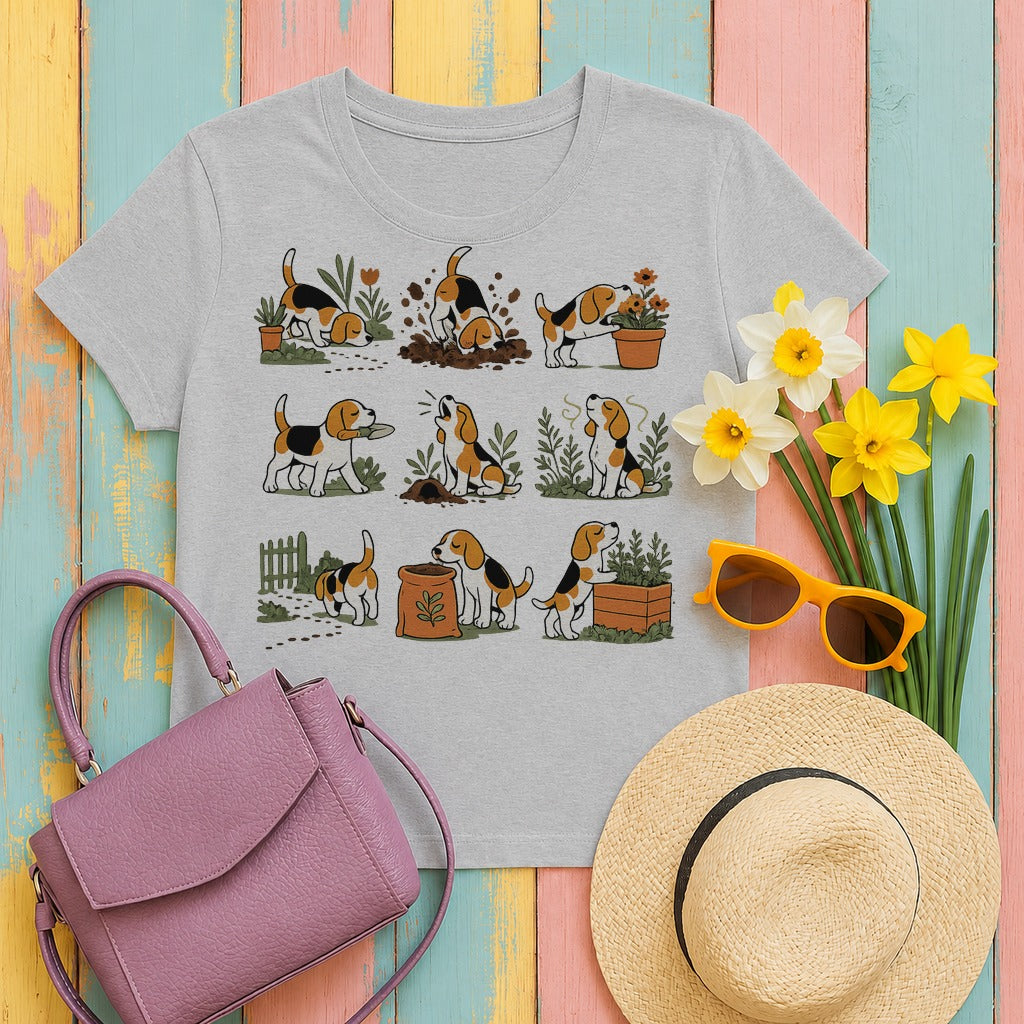 migbackfill whimsical-garden-beagle-t-shirt tee flat lay hero v8