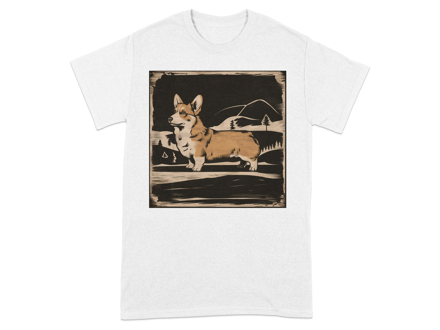 Corgi Dog Art on White Shirt Cute Graphic Tee product