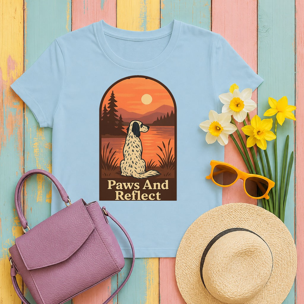 English Setter Paws and Reflect Tee in Light Blue