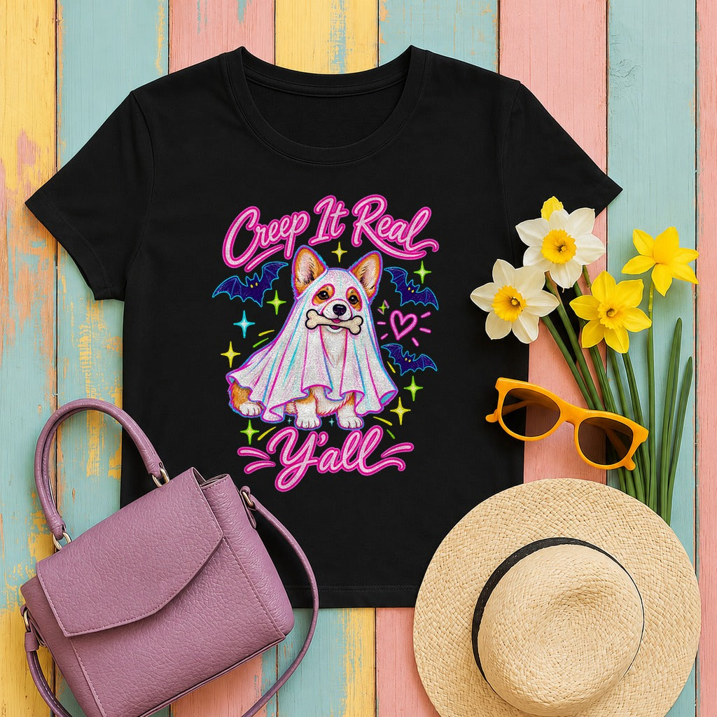 Corgi Creep It Real Y'all t-shirt in Black