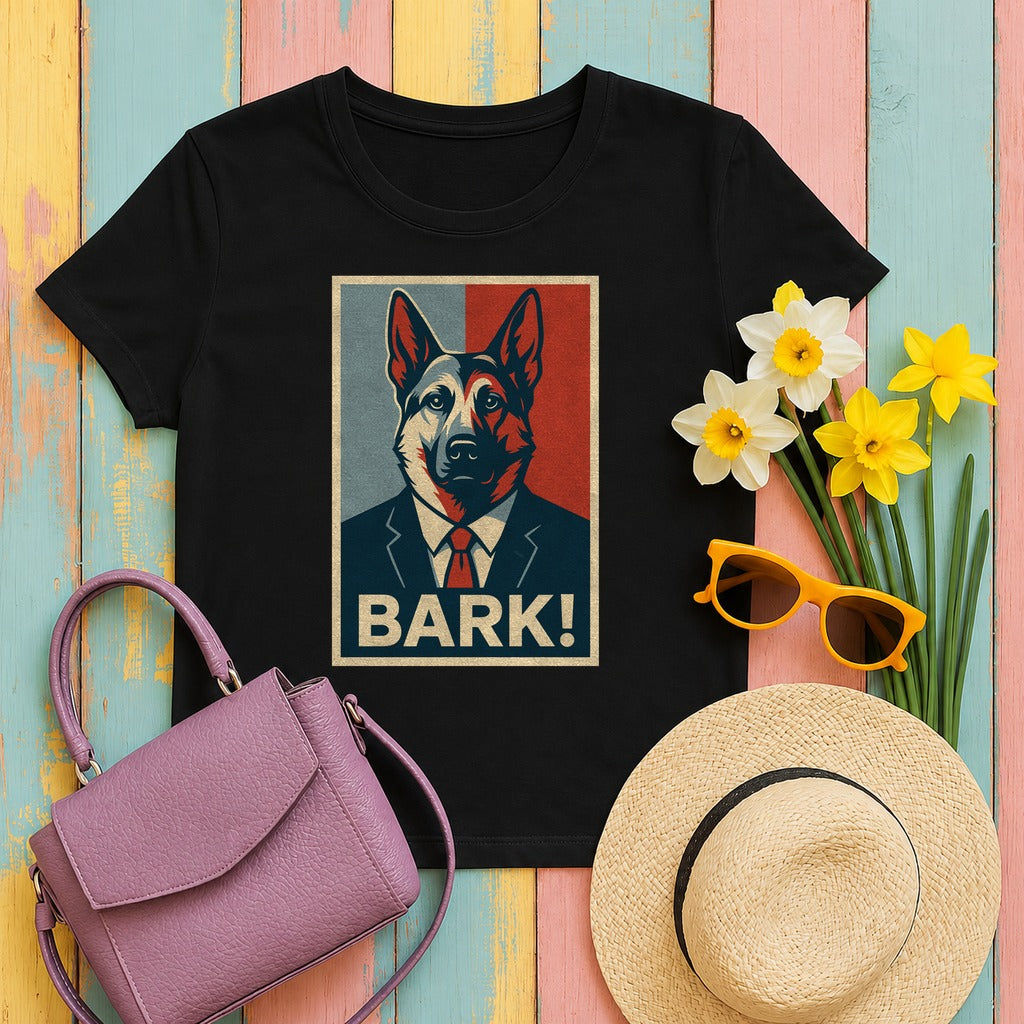 Bark Hopeful German Shepherd Patriotic Style Design Great T-Shirt in Black