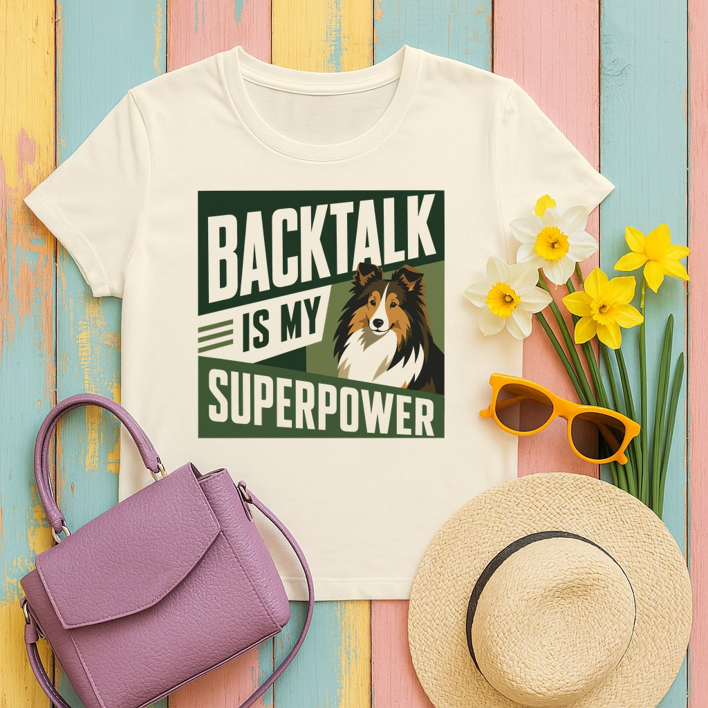 Backtalk Sheltie Superpower Graphic T-Shirt in Natural