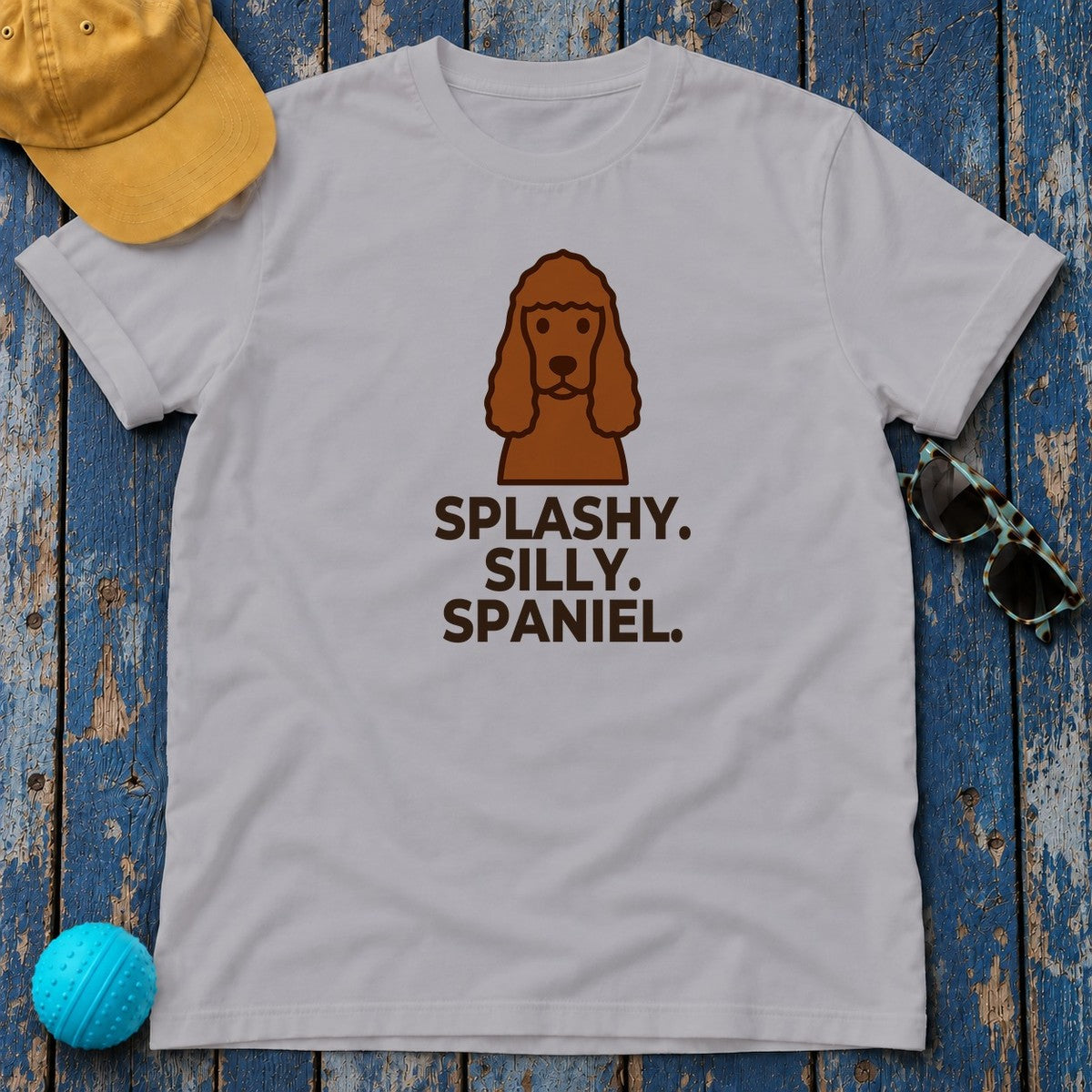 Splashy. Silly. Spaniel. Irish Water Spaniel T-Shirt in Athletic Heather