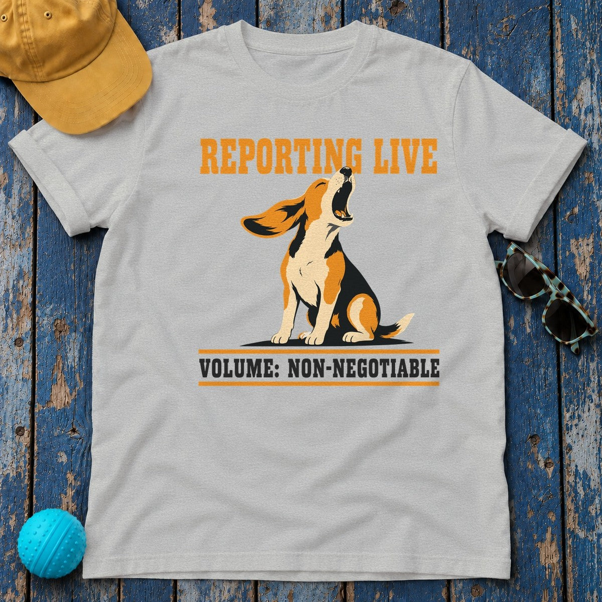 Reporting Live Howling Beagle T-Shirt in Sport Grey