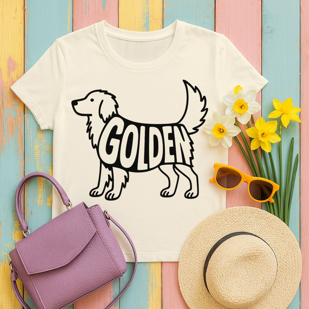 Golden Retriever Silhouette T-Shirt in Natural