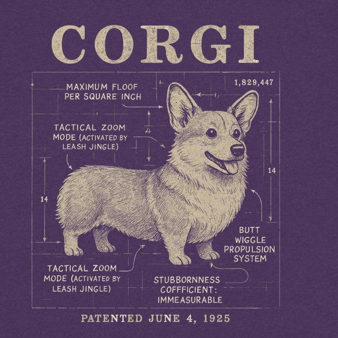 Vintage Corgi Tactical Diagram Funny Purple Shirt