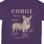 Vintage Corgi Tactical Diagram Funny Purple Shirt