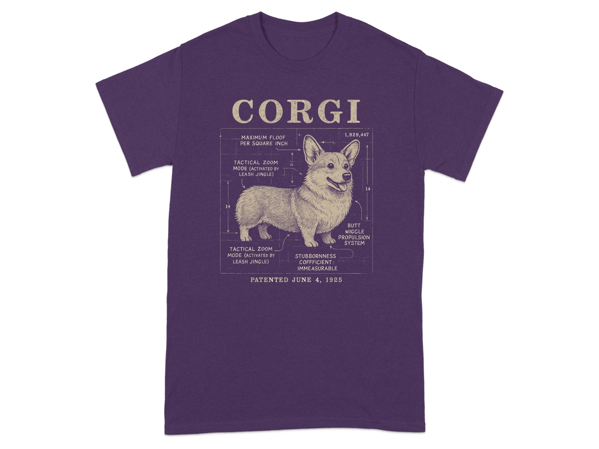 Vintage Corgi Tactical Diagram Funny Purple Shirt