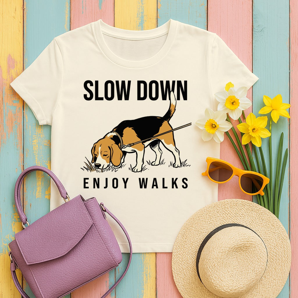 Slow Down Beagle T-shirt in Natural