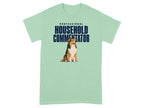 Light green t-shirt with a Sheltie dog and "PROFESSIONAL HOUSEHOLD COMMENTATOR" text.