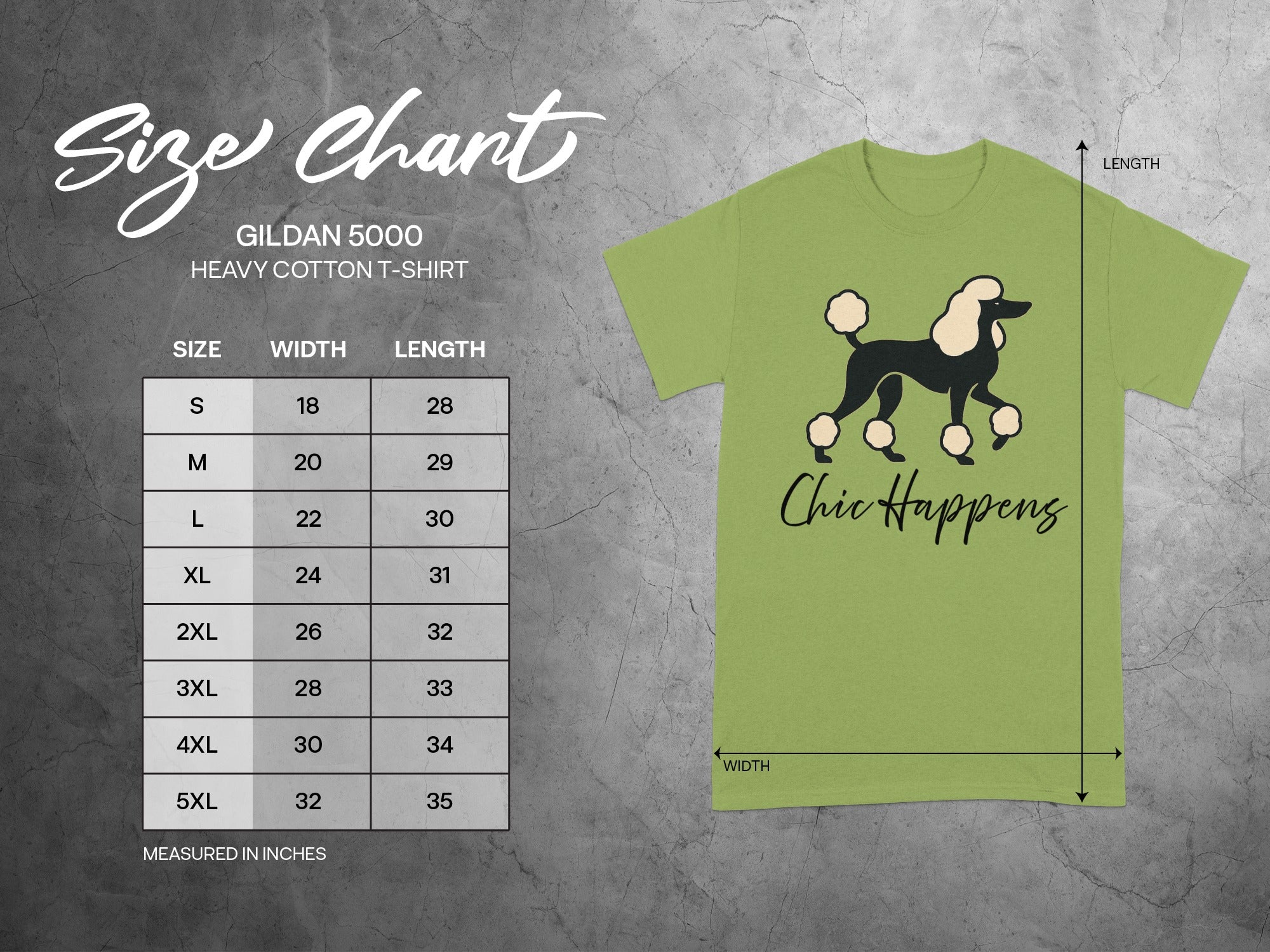 Chic Happens Poodle Graphic Gildan 5000 Heavy Cotton Shirt