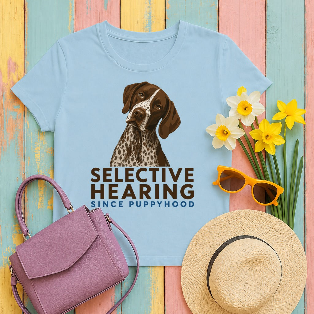 Selective Hearing German Shorthaired Pointer T-Shirt in Light Blue