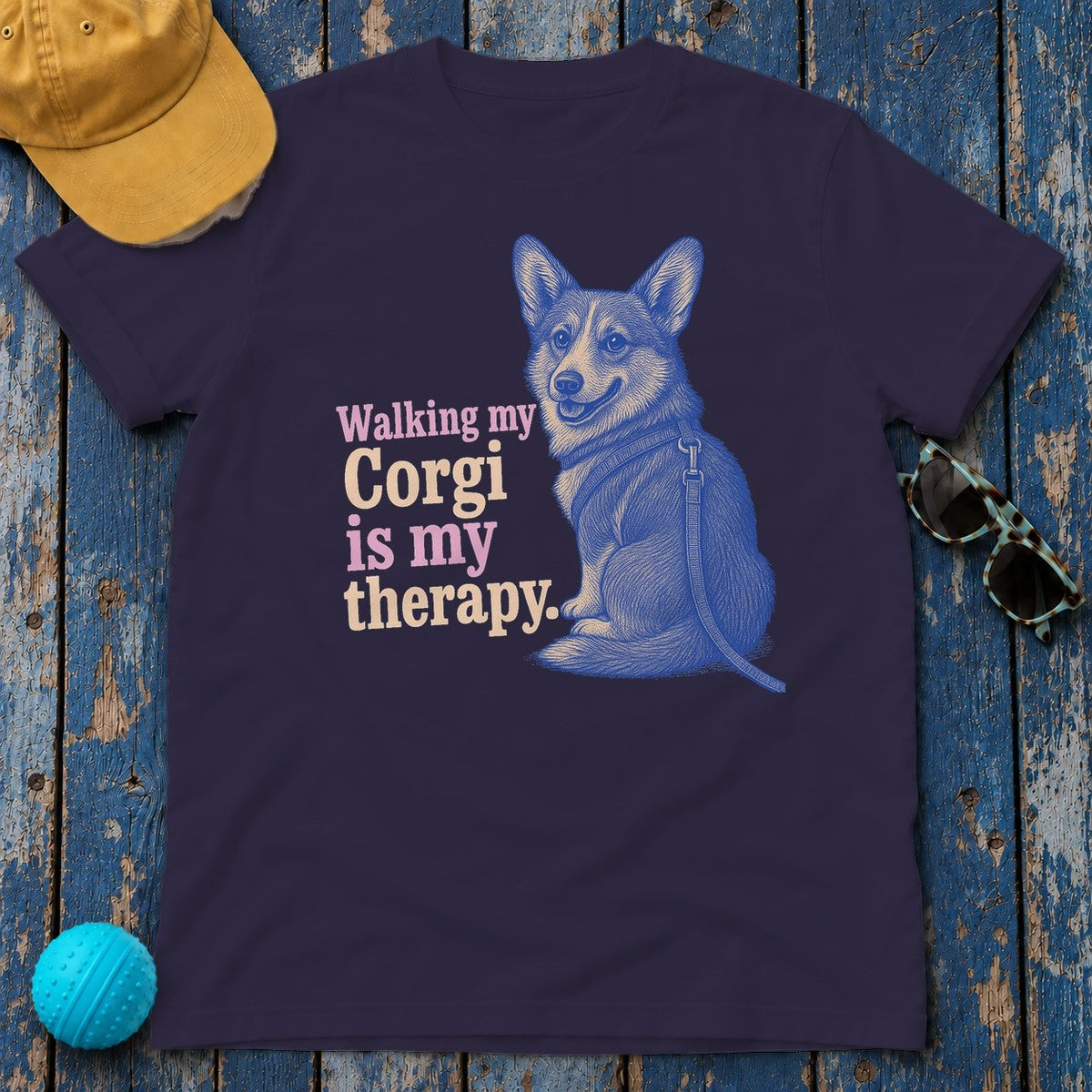 The Corgi Therapy T-Shirt in Blackberry