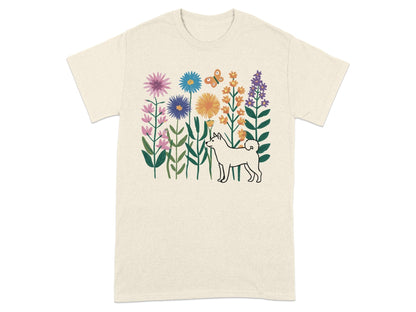 Colorful Shiba Inu with Flowers Graphic Tee product type