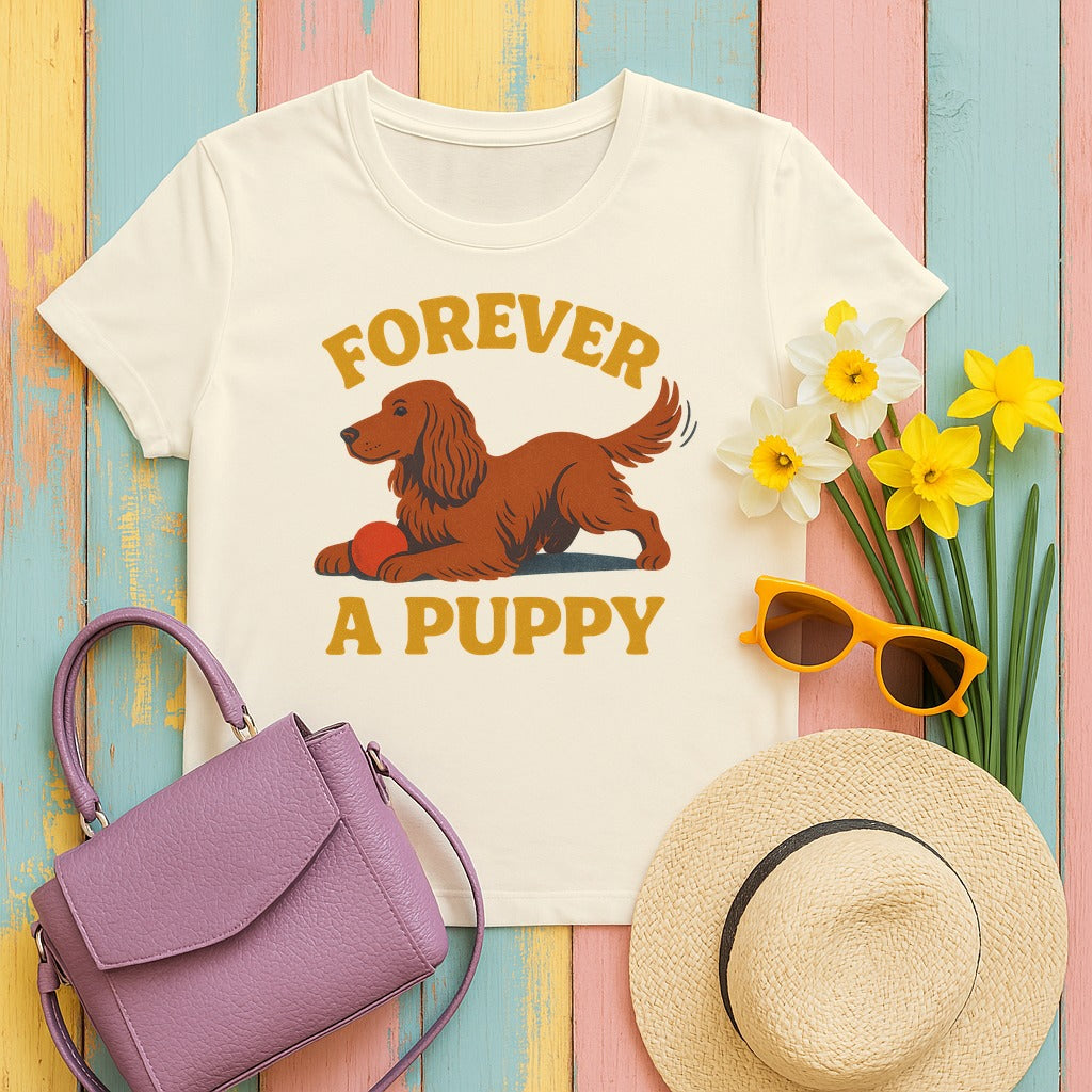 Irish Setter Forever a Puppy T-shirt in Natural