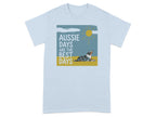 Light blue t-shirt with an Australian Shepherd dog and "Aussie Days Are The Best Days" text.
