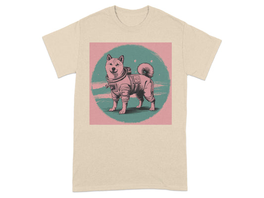 Adorable Astronaut Dog Graphic Beige T-shirt product type