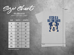 Gildan 5000 t-shirt with size chart and "Fetch is a full-time career" graphic.