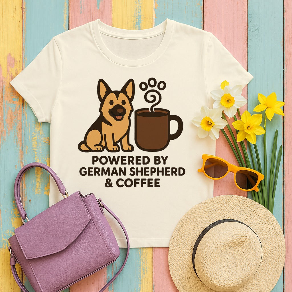 German Shepherd Coffee Power T-Shirt in Natural